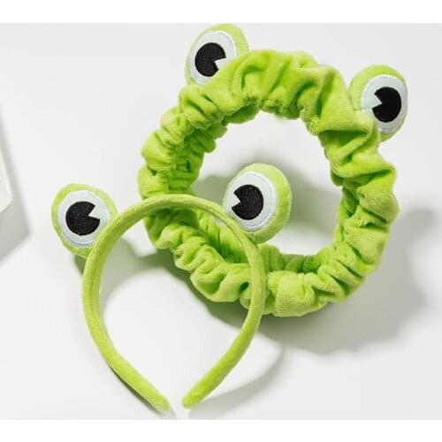 Adult Kids Wash Face Makeup Headband Lovely Frog Eyes Elastic Stretchy Hair Hoop Soft Plush Wrapped Bandana Headpiece Party