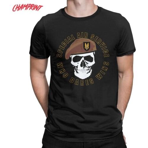 SAS Skull Special Air Service T-Shirts Men 100% Cotton T Shirt British Army Special Forces Sniper Tee Shirt Party Clothing