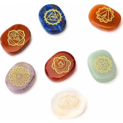 Seven Natural Crystal Agate Chakras Reiki Healing Gem Stones