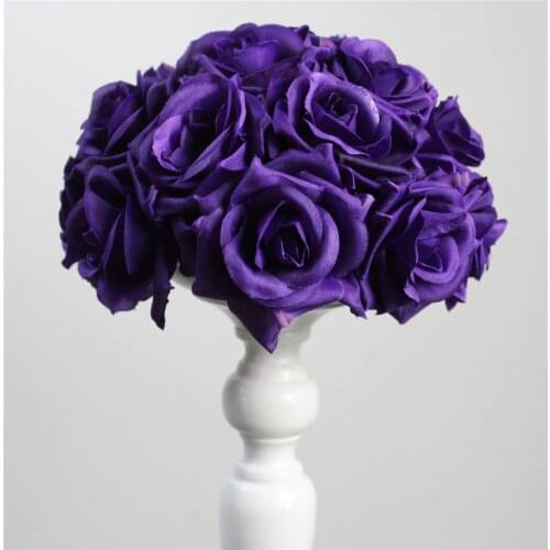 SPR dark purple Silk Rose Flower Ball 10pcs 15cm Diameter Kissing Ball Designs for Wedding Party Artificial Decorative Flowers