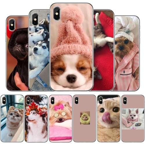 Super cute cat dog cartoon Cover Soft Silicone Phone Case For iPhone 5 5S 6 6plus 7 8 plus X XR XS Max 11 PRO Max SE 2020