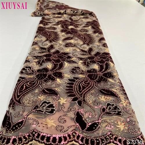 Wine Velvet Lace Fabrics With stone Soft modern African traditional High Quality African Velvet lace Nigerian Lace Fabric S965