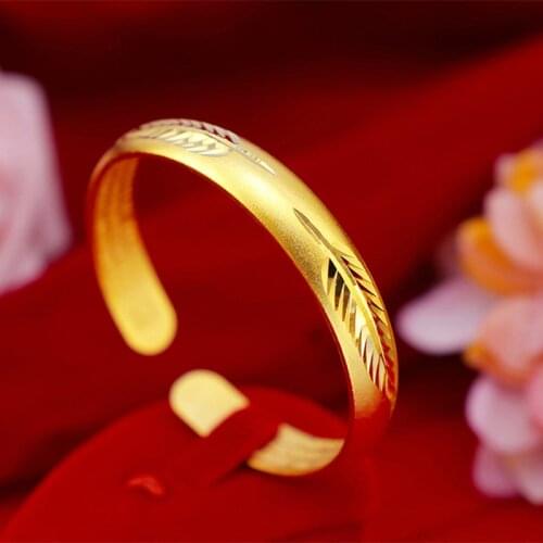 2021 new Fashion Women Girls 24K Gold color bangles Geometric Leaf carving Round Chains Bracelets Wedding Girls Original Jewelry