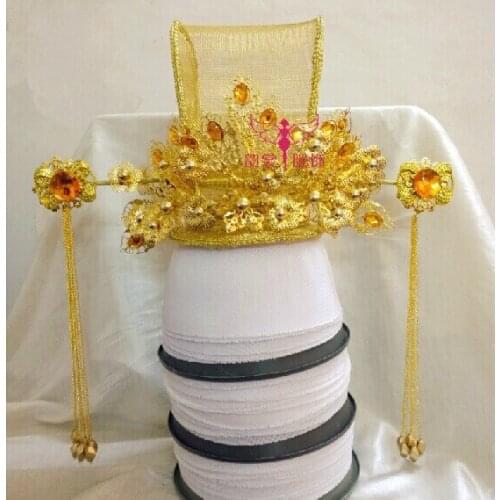 00008 Red Gold Bride Wedding Hair Tiaras Ancient Chinese Empress Hair Piece