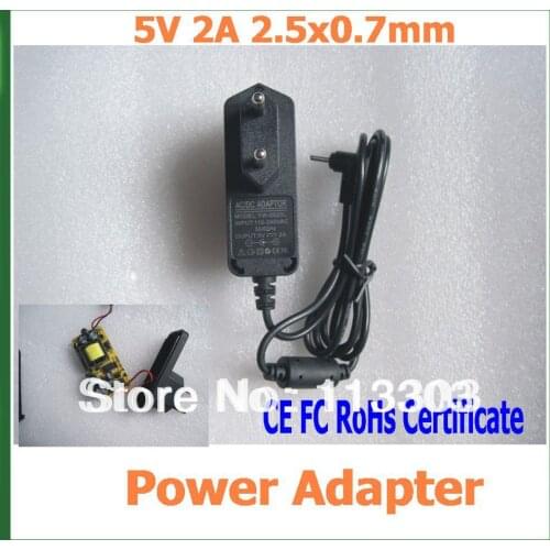 200pcs 5V 2A 2.5x0.7mm Charger Power Adapter CE FC RoHs Certificate for Android Tablet PC Q88 Yuandao N70 Ramos W30HD by DHL