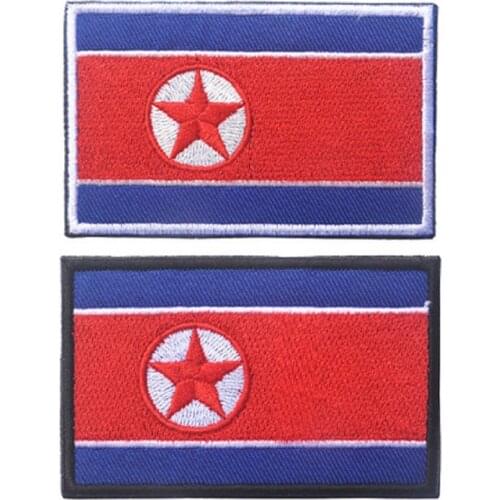 3D Embroidery Magic Stickers Loops And Hook Flag Of North Korea Flag Patches Clothing Patch Embroidery Armband