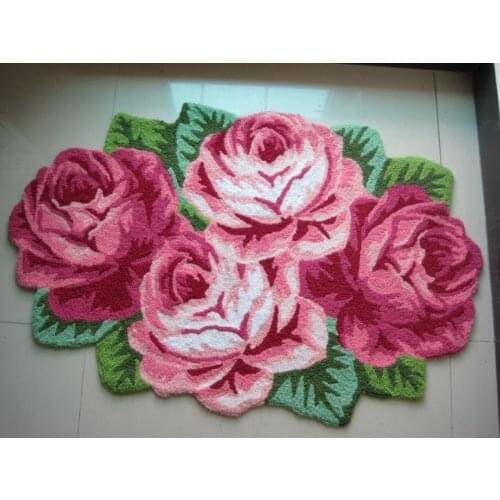 4 Rose Carpet Floor Mat Handmade Rug Anti-Slip Modern Carpet Kitchen Area Rugs,Rose Shaped Rugs