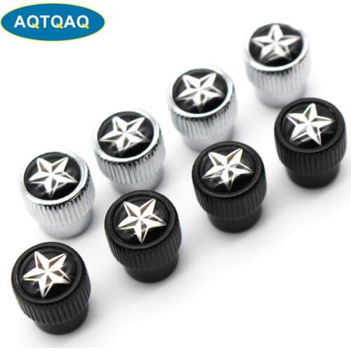 4 Pcs/Set Zinc Alloy Star Style Tire Valve Stem Cap Tire Wheel Stem Air Valve Caps for Auto Cars