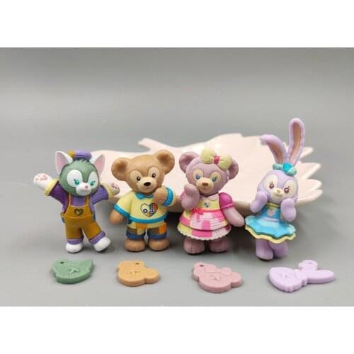 4PCS/lot 4.5-6cm Lovely couples Duffy Stella rabbit doll DIY hole shoes patch material cake ornament