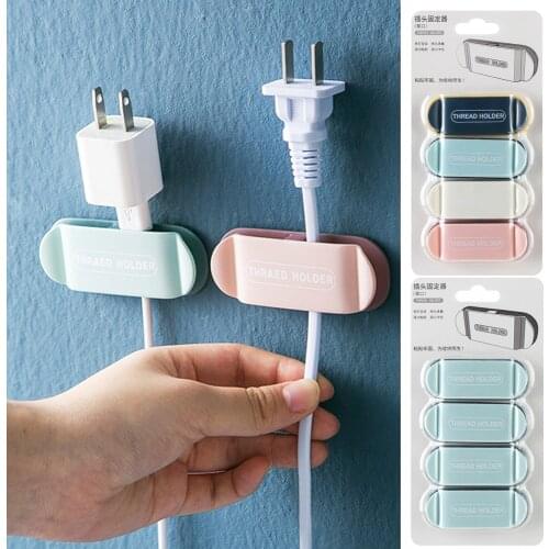 Wonderlife 4Pcs Cable Organizer Clips Wall-Mounted Cable Management Desktop Wire Manager Cord Holder Charging Data Line Bobbin