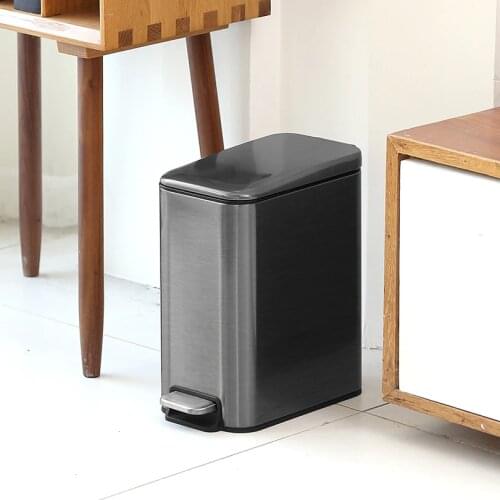 5L Stainless Steel Trash Can Compost Garbage Bin Rubbish Waste Container Bathroom Kitchen Living Room Decoration Organizer
