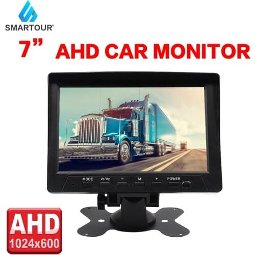 Smartour 7 Inch IPS 1024*600 AHD Car Monitor Full Color HD Large Screen 12V-24V Vehicle Backup Rear View System For Truck Bus