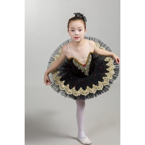 Girl Lake Swan Tutu Ballet Pink/black Ballet Dress Women Dance Dress Gold Lace Ballerina Diamond Adult Stage Performance Costume