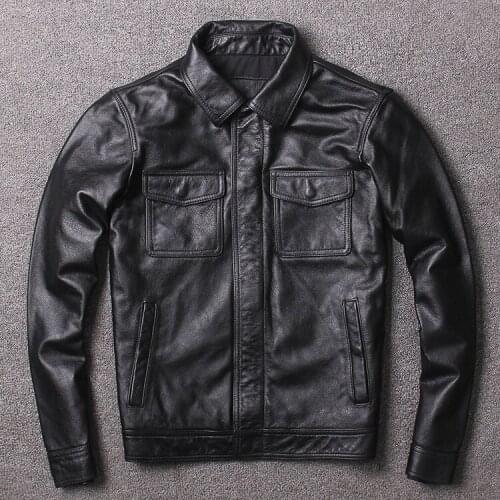 Free shipping,plus size genuine leather jacket,mens classic vintage cowhide coat,quality casual slim frock jackets.sales.brand