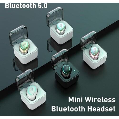 Bluetooth 5.0 Single In-Ear Earphone Mini Wireless Headset Mini In-Ear Earbuds Bluetooth Earphone with Microphone Charging Box