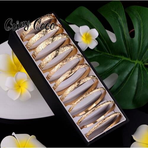 Cring Coco Hawaiian Bracelets Gold Bangle 2021 New Design Flower Polynesian Jewelry Woman Bracelet Party Beach Wedding for Women