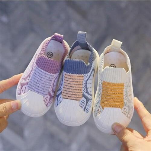Childrens Shoes Spring Autumn Casual Boys Girls Baby Breathable Comfortable Woven Shell-Toe Non-Slip Soft Bottom Kids Sneakers