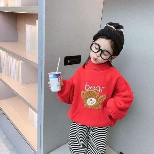 Childrens hoodies for girls Cartoon tops sweatshirts for girls clothes Toddler Warm Sweater Coats Children Cartoon Thicken Top