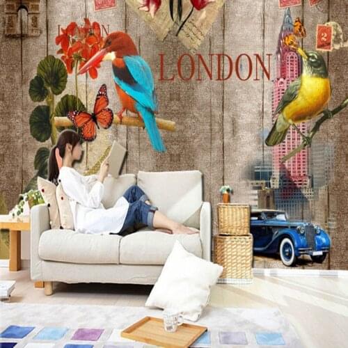 Photo wallpaper Europe retro flowers birds painting mural living room TV wall wallpaper custom bedroom lobby mural