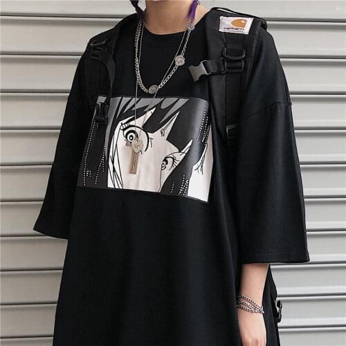 Summer Vintage Casual Fashion anime print Korean woman tshirts loose casual short-sleeved t-shirt Tops Harajuku Clothing
