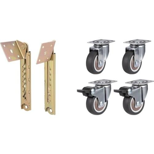 JFBL Hot 1Pair Angle Lifting Rod Desk 7 Gear Adjusting Hinge Angle Hinge with 4Pack 2Inch Furniture Crib Casters