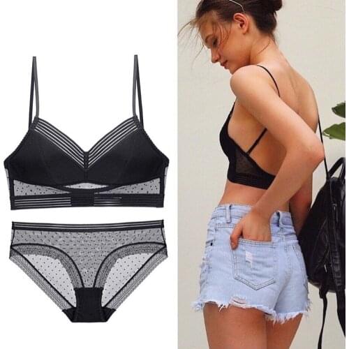 Backless Bra and Panty Set Underwire Lace Sexy Bra Set Ensemble Lingerie Femme Hot Womens Intimates Underwear & Sleepwears