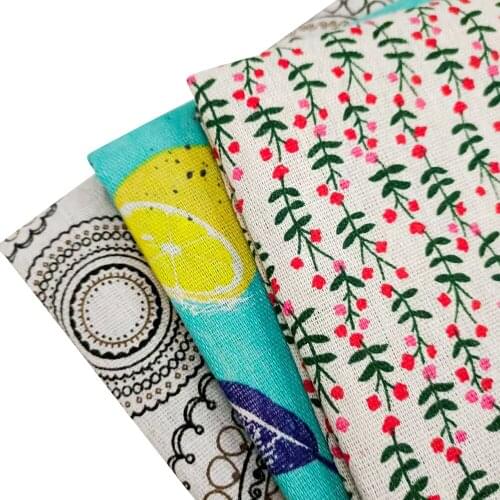Lemon/Floral Printed Linen Cotton Fabric Woven Sewing Cotton Linen Fabric DIY Quilting Sofacover Pillowcase Tavlecloth Material