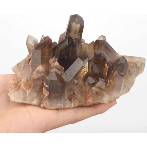 MOKAGY Large Raw Natural Smoky Citrine Quartz Crystal Cluster 800g-1000g 1pc