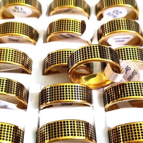 New 30pcs Modyle Novel Design Mens Ring Quality 8mm Comfort-fit Stainless Steel Male Ring Wedding Bands Unisex Jewelry