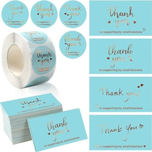 50Pcs/Set Or 500 Pcs/Roll Thank You for Supporting My Small Business Card Thanks Greeting Card