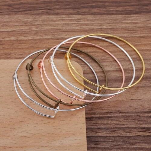 50pcs 65mm Punk Bangle Settings Iron Metal Wired DIY Findings Stuffs for European Charms Adjustable Bangle Making Multi-color