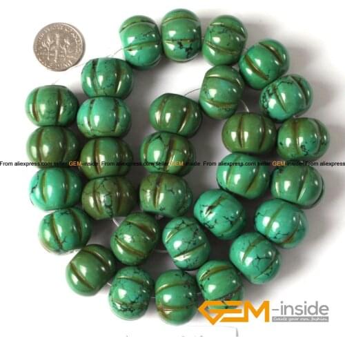 Natural Old Turquoises Pumpkin Beads Loose Spacer Accessorrie Beads For Jewelry Making Strand 15" Decoration Beads For Halloween
