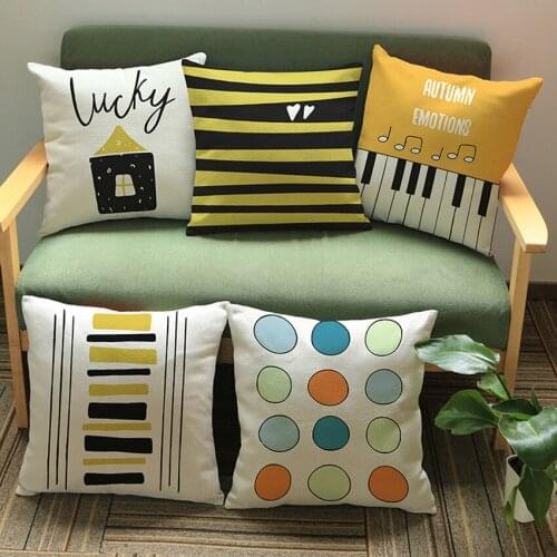 Music Series Note Printed High Qulity Cotton Linen Decorative Cushion Pillowcase Car Seat 45*45cm Pillowcase