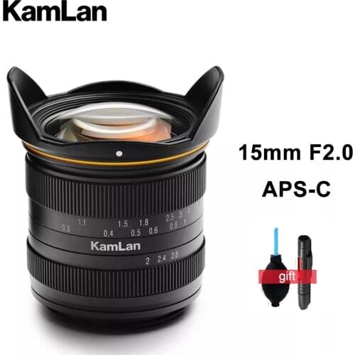 Kamlan 15mm F2.0 Lens for Fuji X SONY E Canon EOS-M M4/3 Mount Cameras APS-C MF Mirrorless Camera Lens
