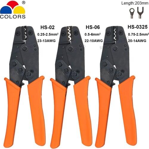 Crimping Pliers 0.5-6mm2 22-10AWG Non Insulated Bare Naked Cable Lugs Terminals Mini HS Crimper Jaw Kits 203mm Hand Tools