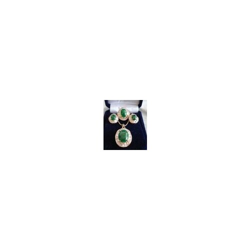 Gift word Factory price wholesal High-quality Jewelry Crystal Green gem inlay zircon Earring Pendant Ring Sets