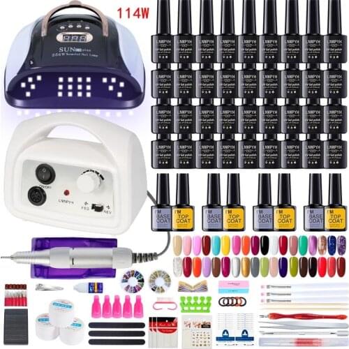Professional, Used By Nail Salon Nail Set UV LED Lamp Nail Dryer with Nail Gel Polish Kit Soak Off Nail Drill Machine