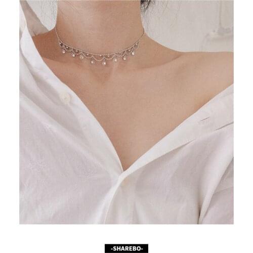 Luxury Crystal Round Necklace For Women Jewelry Fashion Princess Silver 925 Clavicle Necklace Girls Engagement Accessories Lady