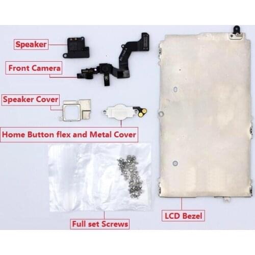 Retail Full Set parts For Apple iPhone 5 LCD display Metal Bezel /speaker Cover /Front camera /home button flex / Screw/ Bracket