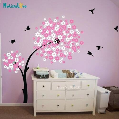 Modern Baby Nursery Birds and Blossoms decor kids room decoration Removable vinyl wall sticker BA079
