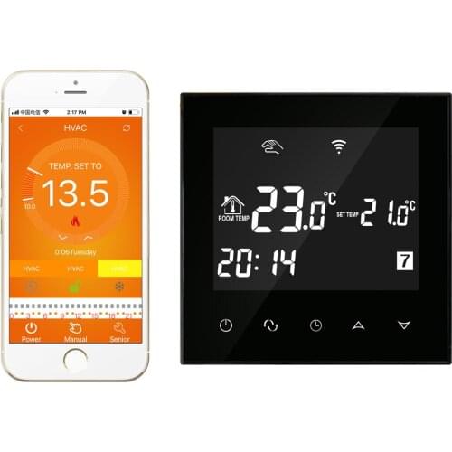 WIFI Gas Boiler Heating Thermostat black AC220V Wifi Temperature Regulator for Boilers Weekly Programmable