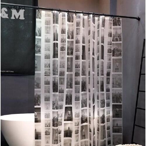 New York Street Printed Shower Curtains EVA Mildew Proof Waterproof Bathroom Accessories Curtain Thickened Fabrics Bath Curtains