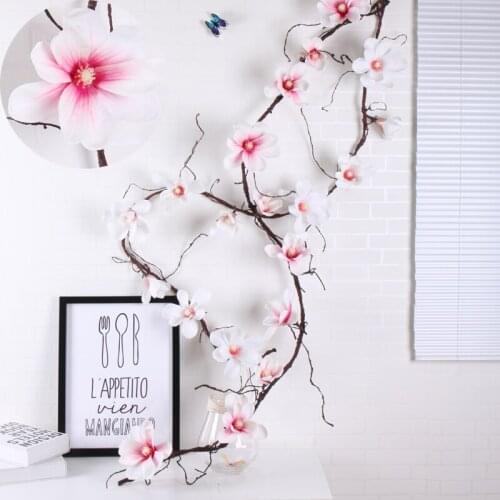 Artificial Magnolia Flowers vine tree branches latex orchid wall wreath Rattan silk flowers wall vine wedding decoration vine