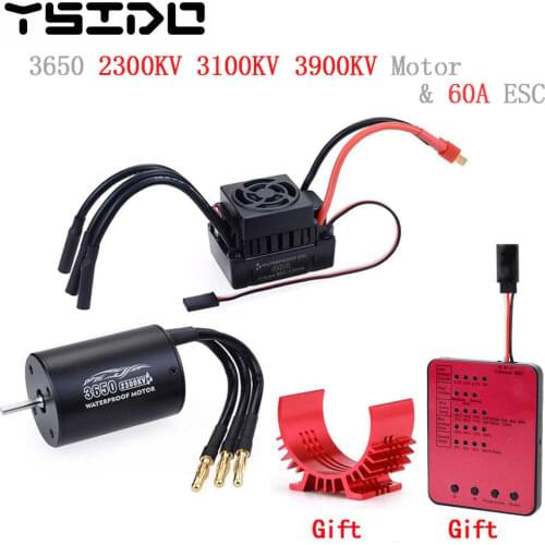 Waterproof 3650 2300KV 3100KV 3900KV Brushless Motor w/ 60A ESC Programming Card for 1/10 1/12 Axial RC Car Truck Monster Toy