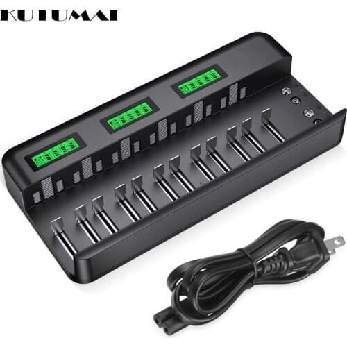 18650 12 Slot LCD Display Smart Battery Fast Charger Multiple Protection For AA AAA C D 9V KTV NiMH/NiCd/Lithium Battery Charger