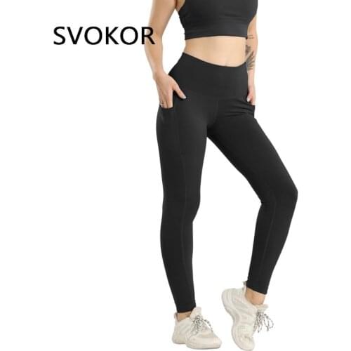 SVOKOR Side Pockets Leggings Women Fitness Push Up High Waist Gym Legging Female Activewear Training Tight Pants Workout