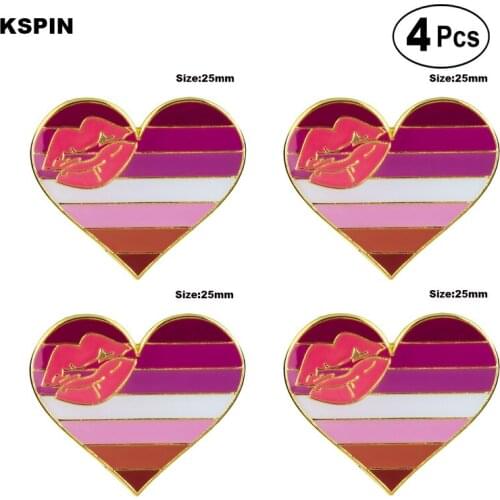 Lipstick Lesbian heart shaped Pin Lapel Pin Badge Brooch Icons 4pcs