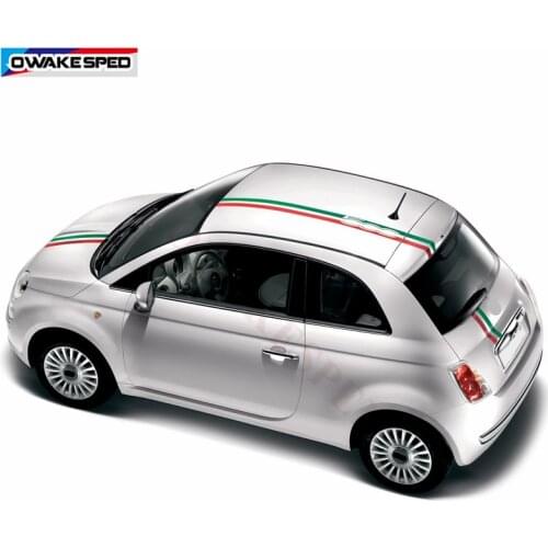 For Fiat 500 Racing Flag Stripes Car Hood Roof Tail Sticker Auto Body Decor Decals Exterior Accessories Fashion Waterproof Decal
