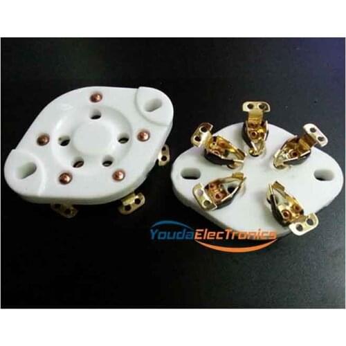 1PC Panel chassis mount 5pin Gold Plated Audio Vacuum Valve Tube socket for FD422 807 FU7