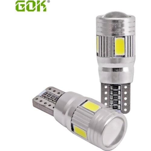 1 X T10 LED W5W 168 501 194 Interior White LED CANBUS NO OBC ERROR t10 6SMD led 5630 5730 with Lens Projector Aluminum